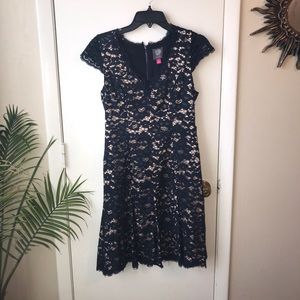 Vince Camuto Navy lace A-line dress